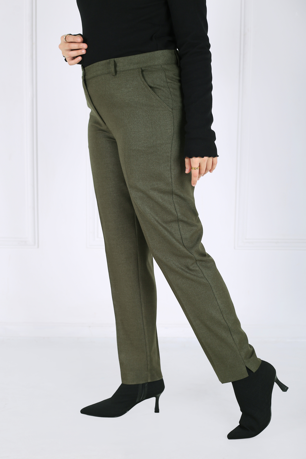 Pantalon Femme - Classique à Fentes Chaud - Flanelle Drapée
