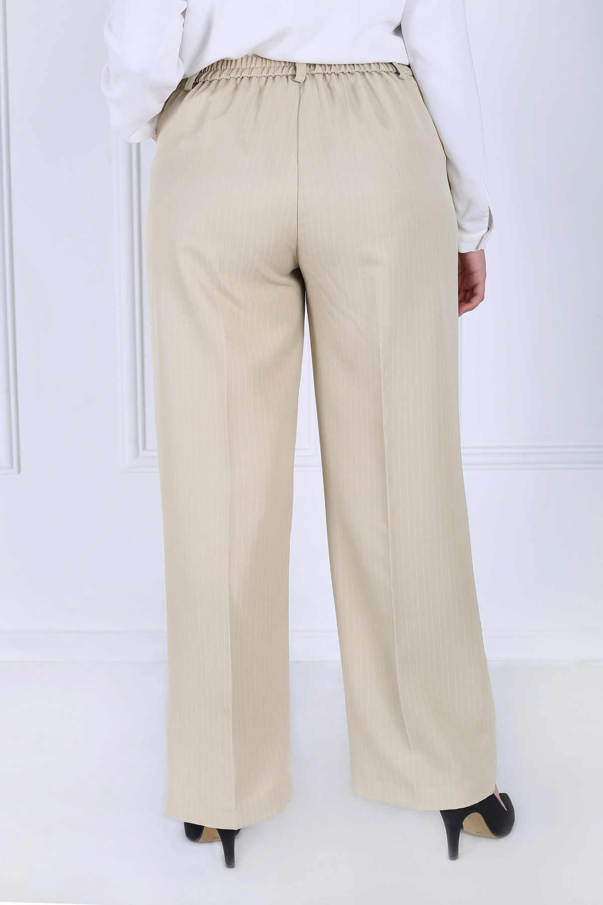 Pantalon Femme - Classique Large - Gabardine Tailleur Rayé