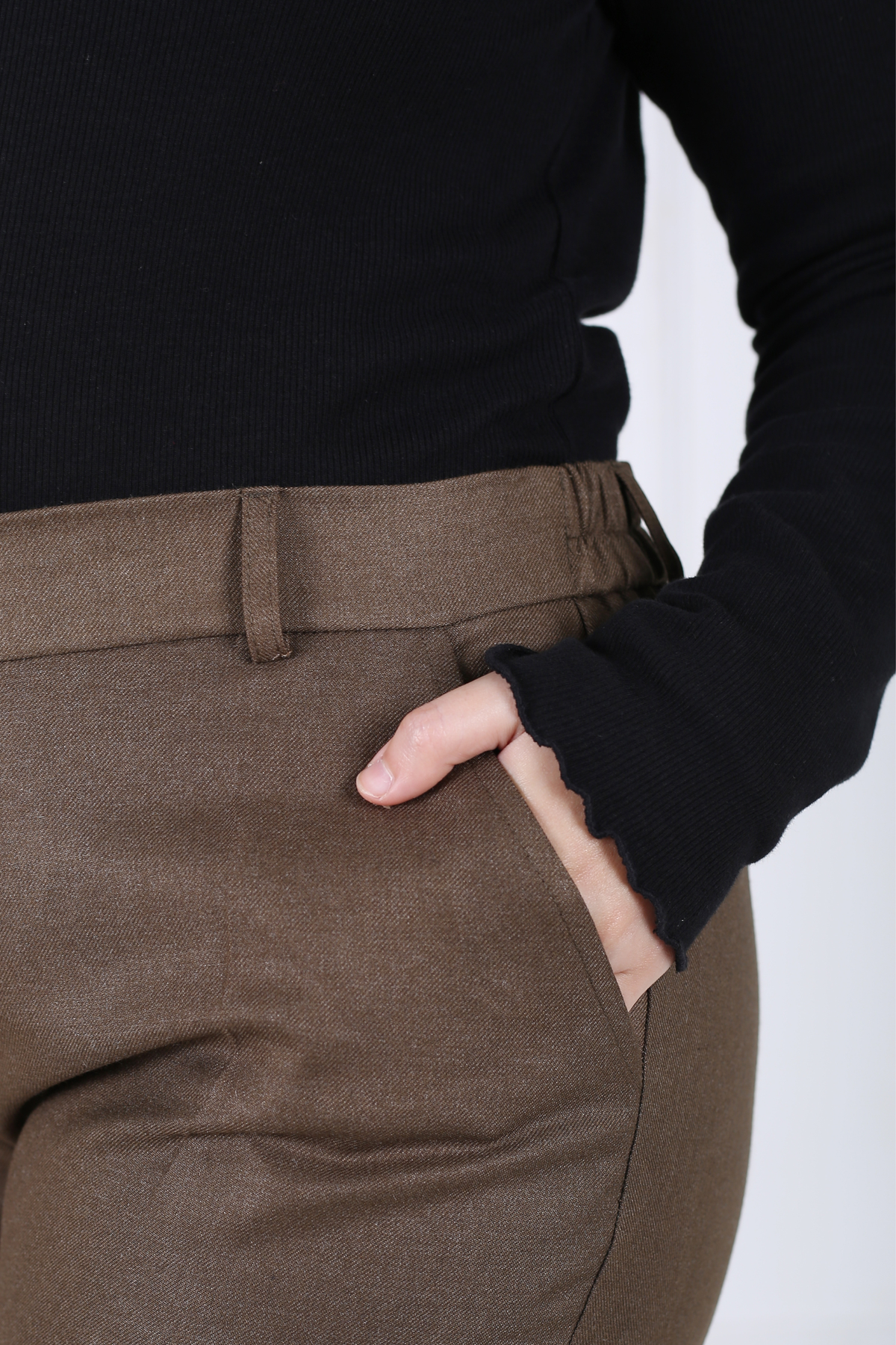 Pantalon Femme - Classique à Fentes CE Chaud - Flanelle Drapée