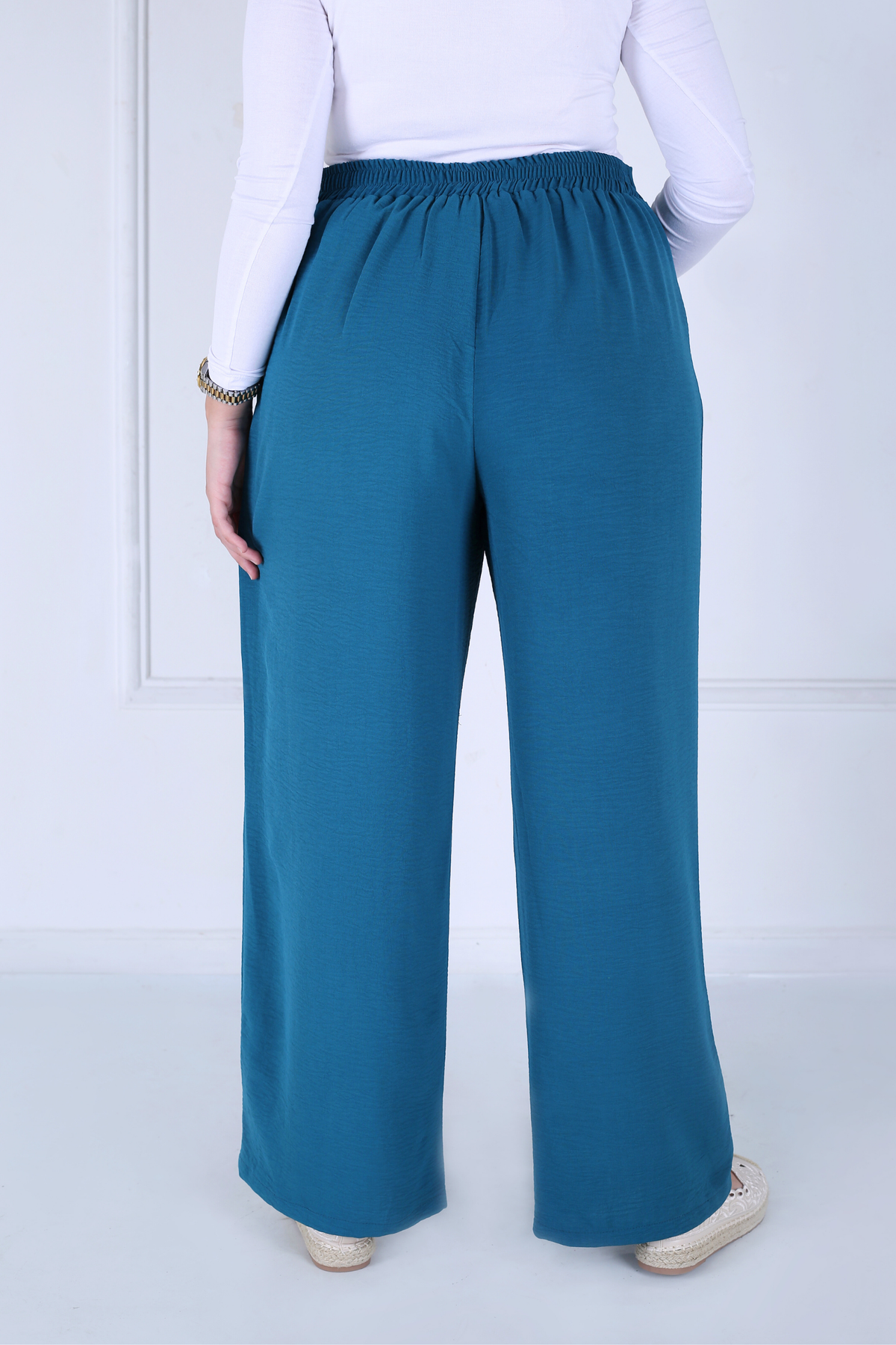 Pantalon Femme - Casual Large à Ceinture - Crêpe Crush