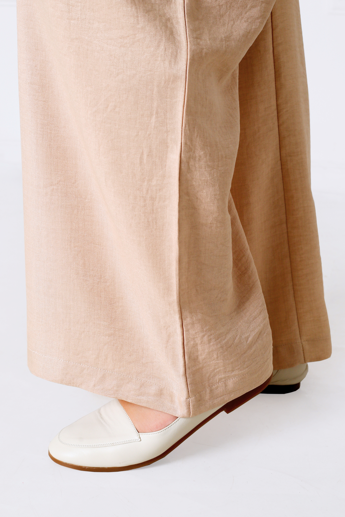 Pantalon Femme - Casual Large à Plis - Effet Lin Crush
