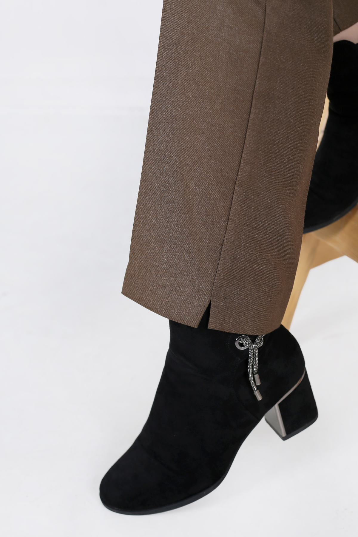 Pantalon Femme - Classique à Fentes CE Chaud - Flanelle Drapée