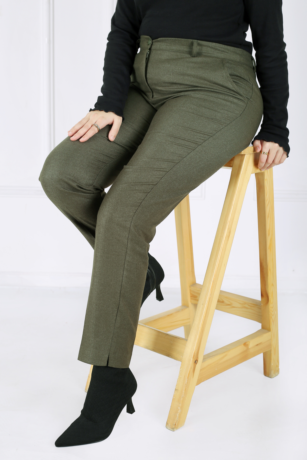 Pantalon Femme - Classique à Fentes Chaud - Flanelle Drapée