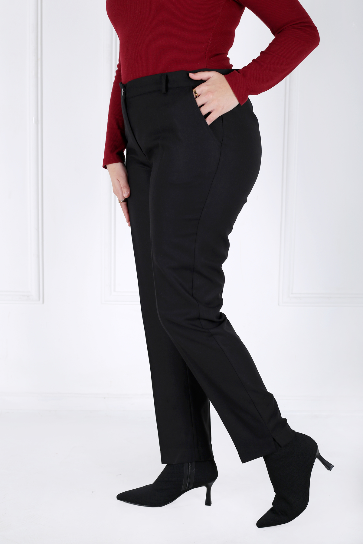 Pantalon Femme - Classique à Fentes Chaud - Flanelle Drapée