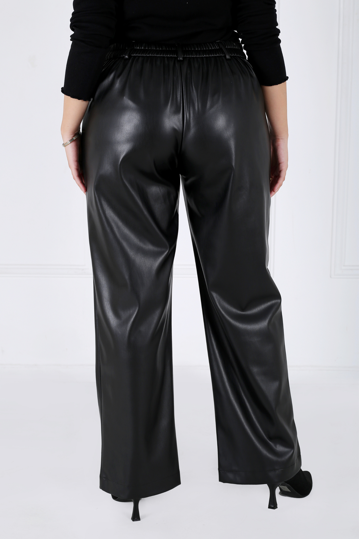 Pantalon Femme - Large Chaud - Simili Cuir Etirable