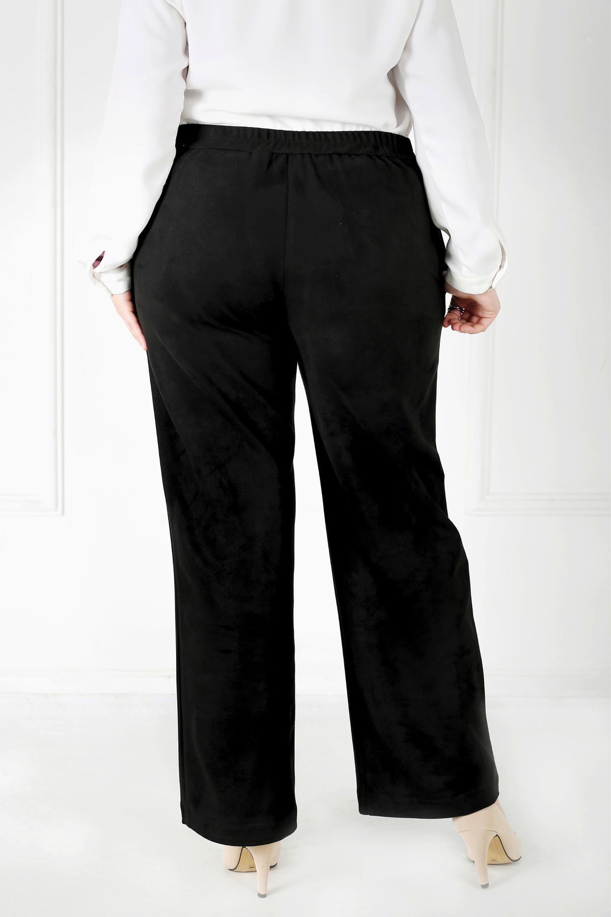 Pantalon Femme - Large à Ceinture - Simili Daim Etirable
