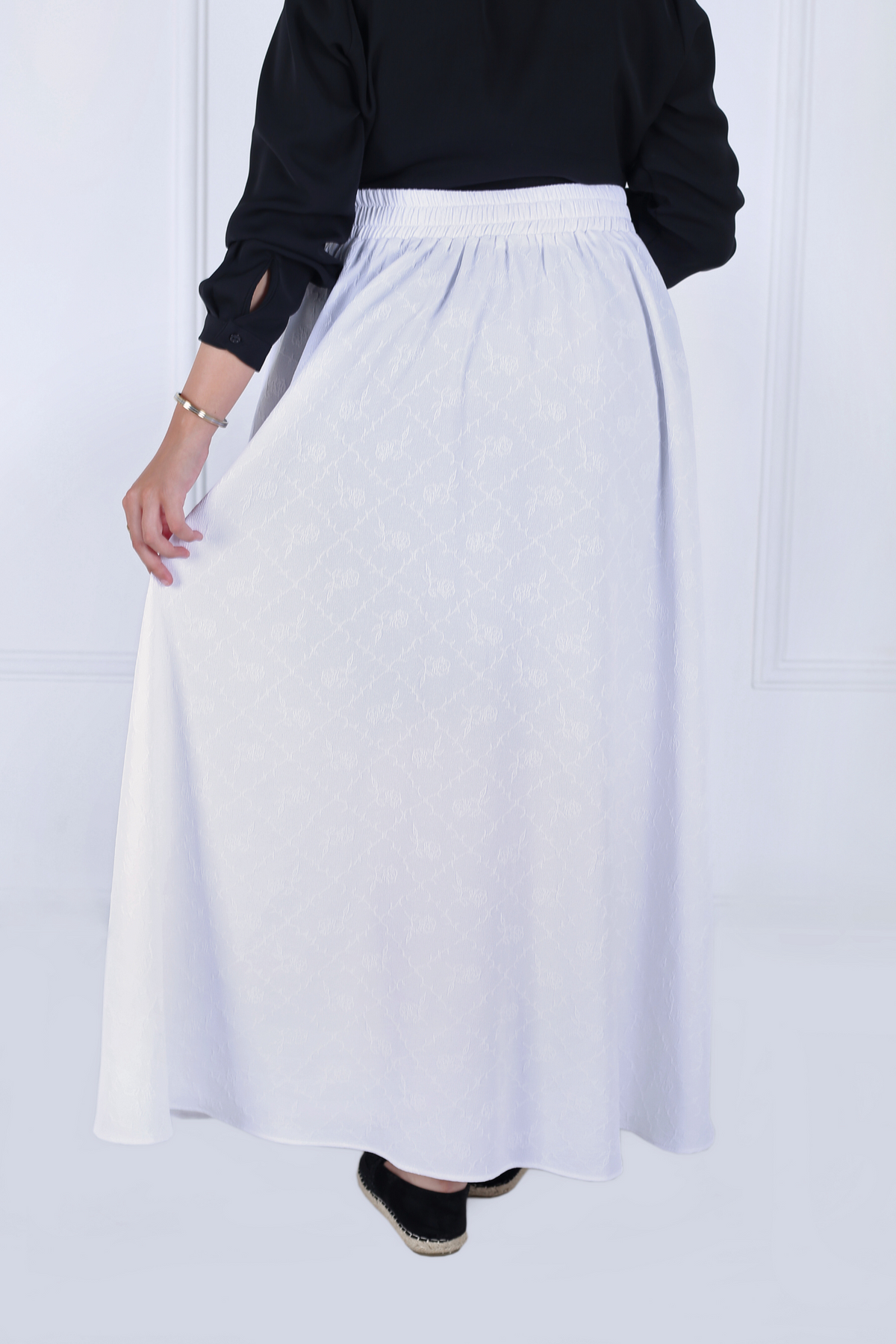 Jupe Evasée à Ceinture - Jacquard