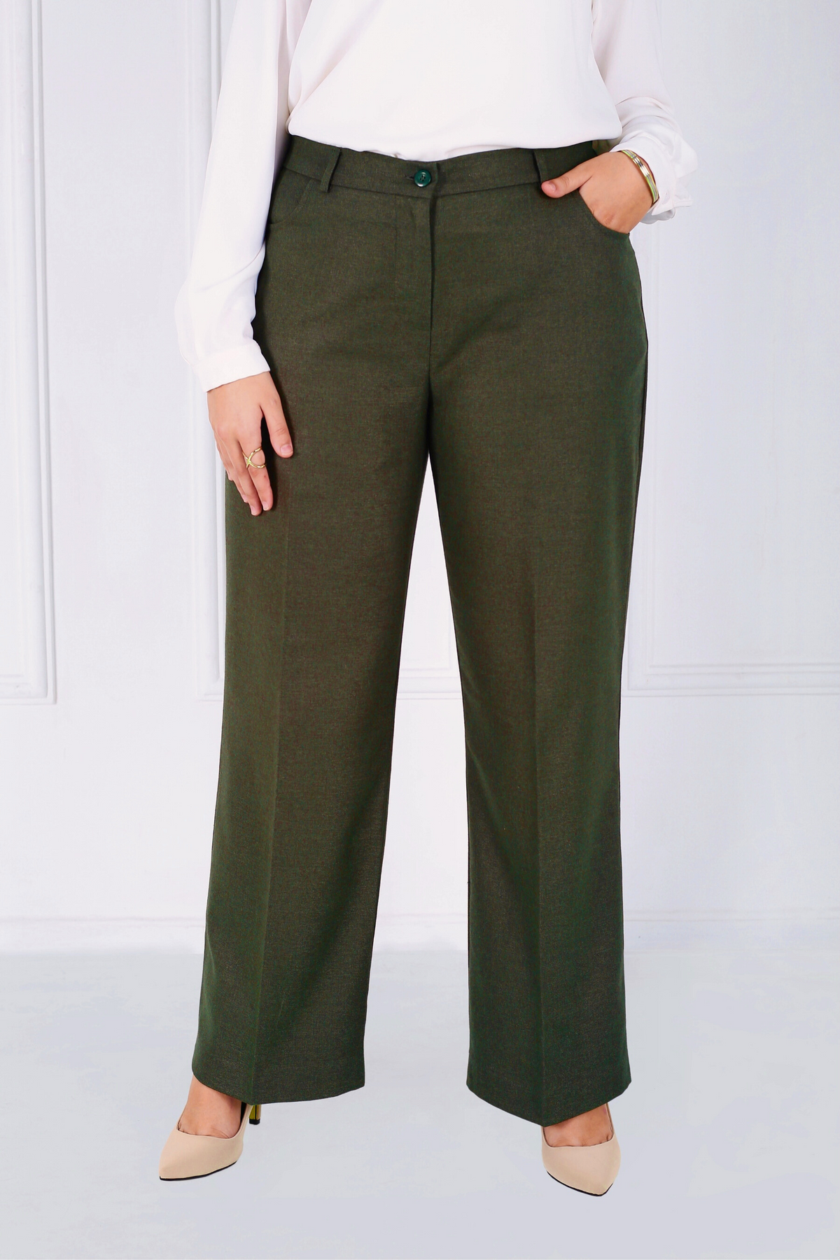 Pantalon Femme - Classique Large Chaud - Flanelle Drapée