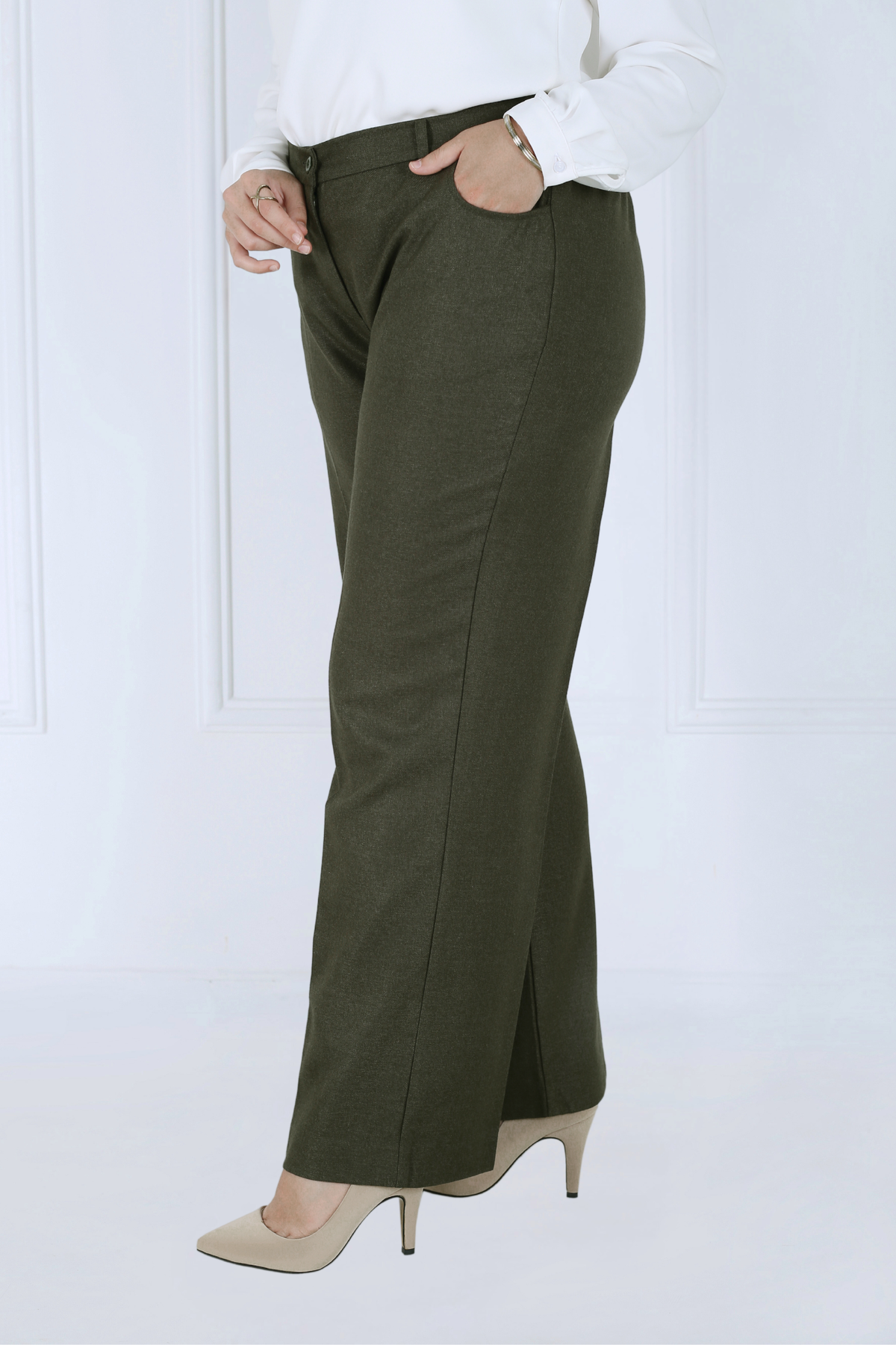 Pantalon Femme - Classique Large Chaud - Flanelle Drapée