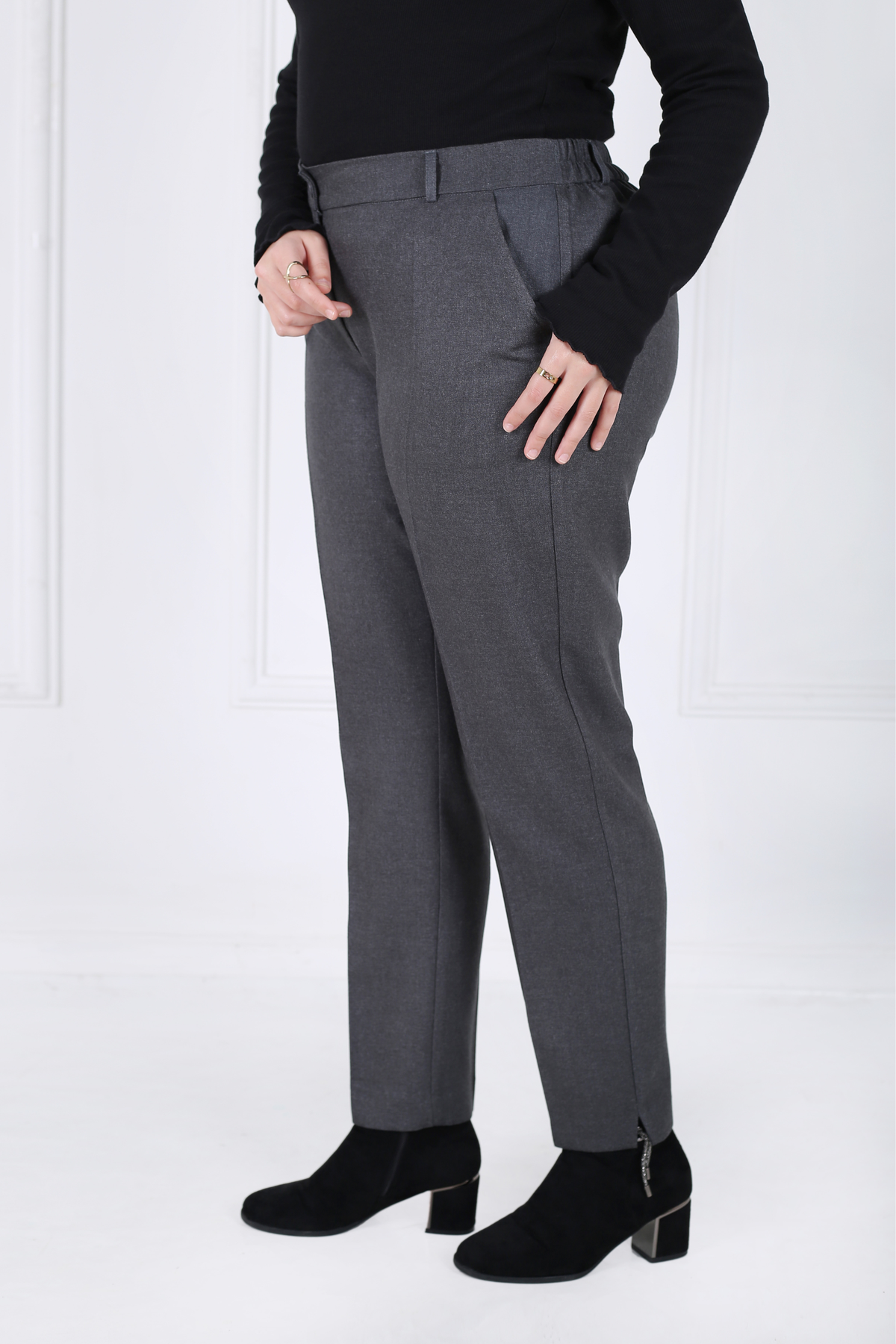 Pantalon Femme - Classique à Fentes CE Chaud - Flanelle Drapée