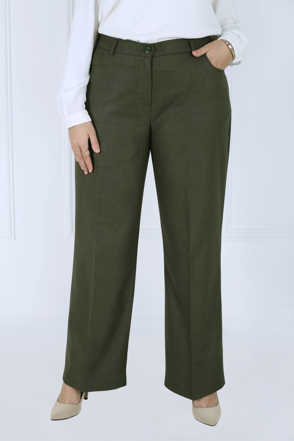 Pantalon Femme - Classique Large Chaud - Flanelle Drapée