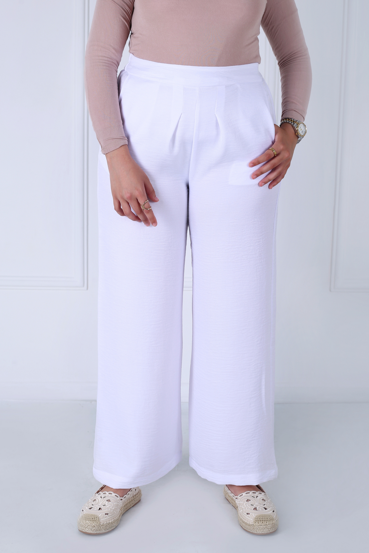 Pantalon Femme - Casual Large - Effet Lin