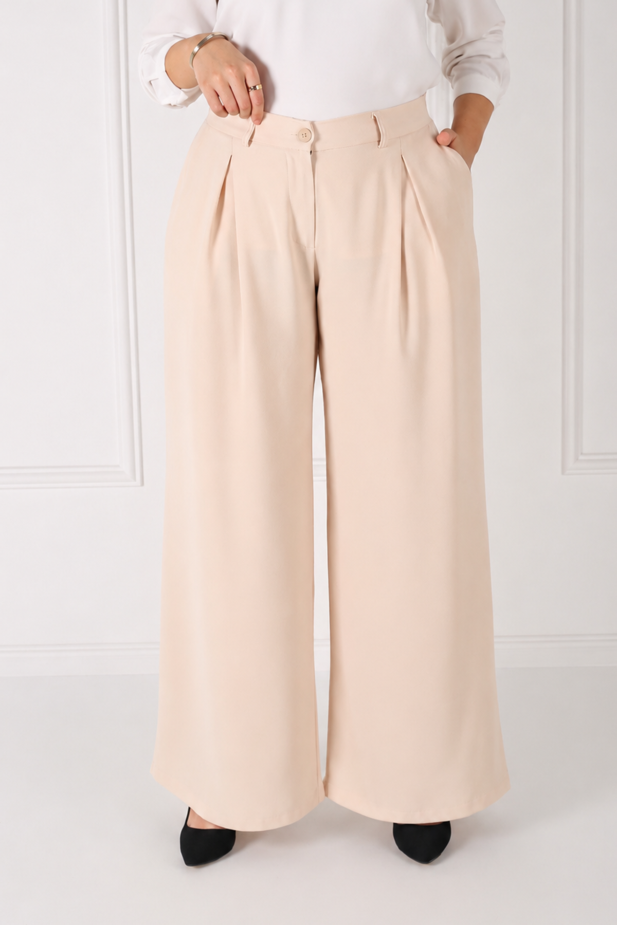 Pantalon Femme - Palazzo à Plis - Crêpe Corée