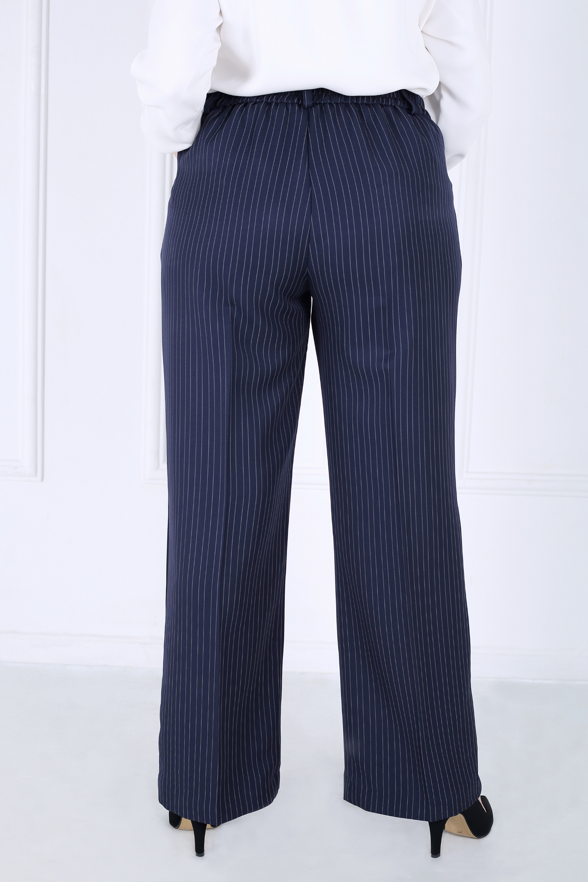 Pantalon Femme - Classique Large - Gabardine Tailleur Rayé
