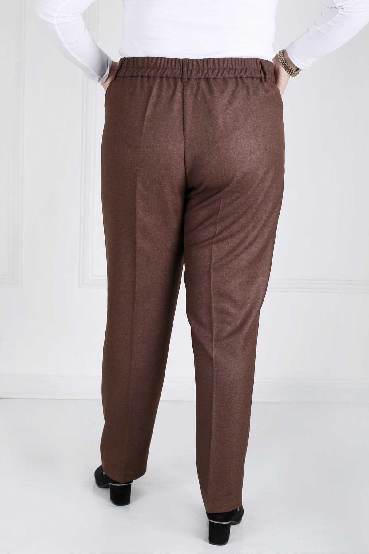 Pantalon Femme - Classique Droit - Flanelle Drapée