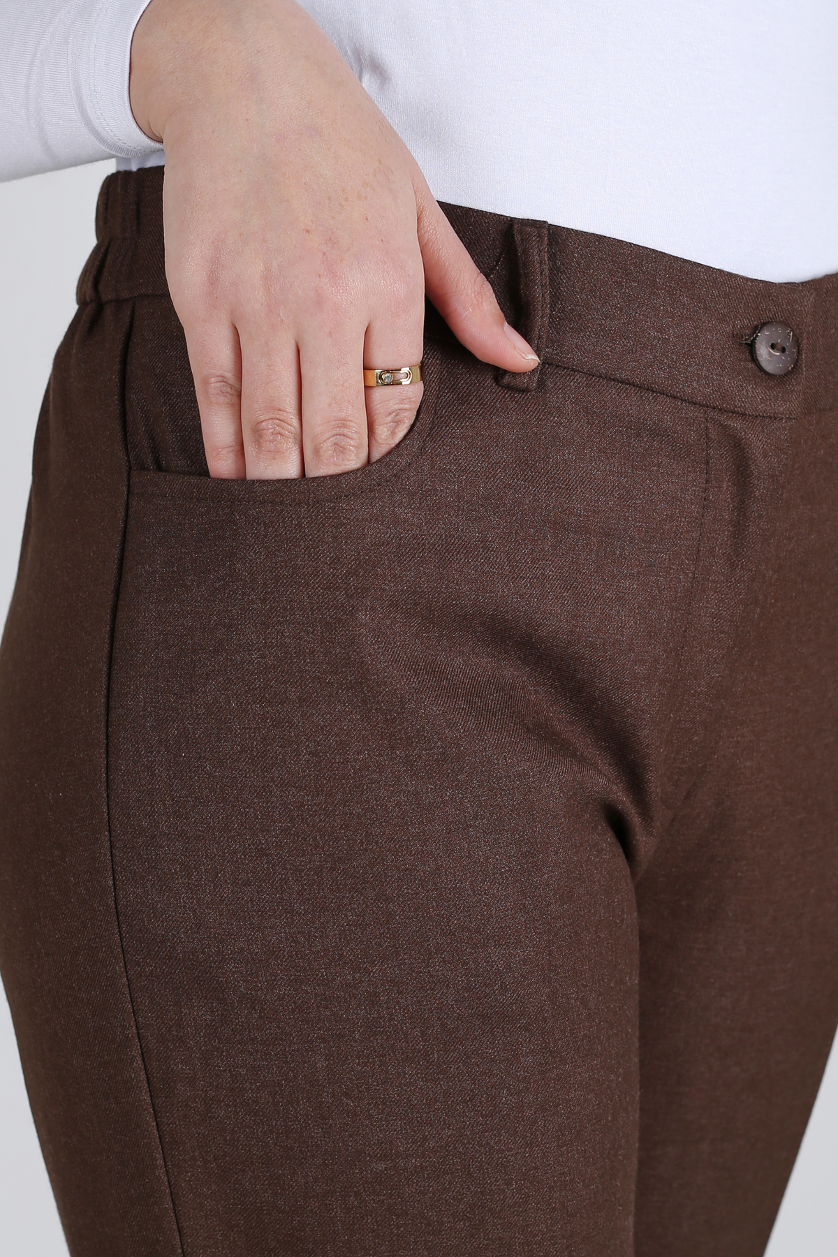 Pantalon Femme - Classique Droit - Flanelle Drapée