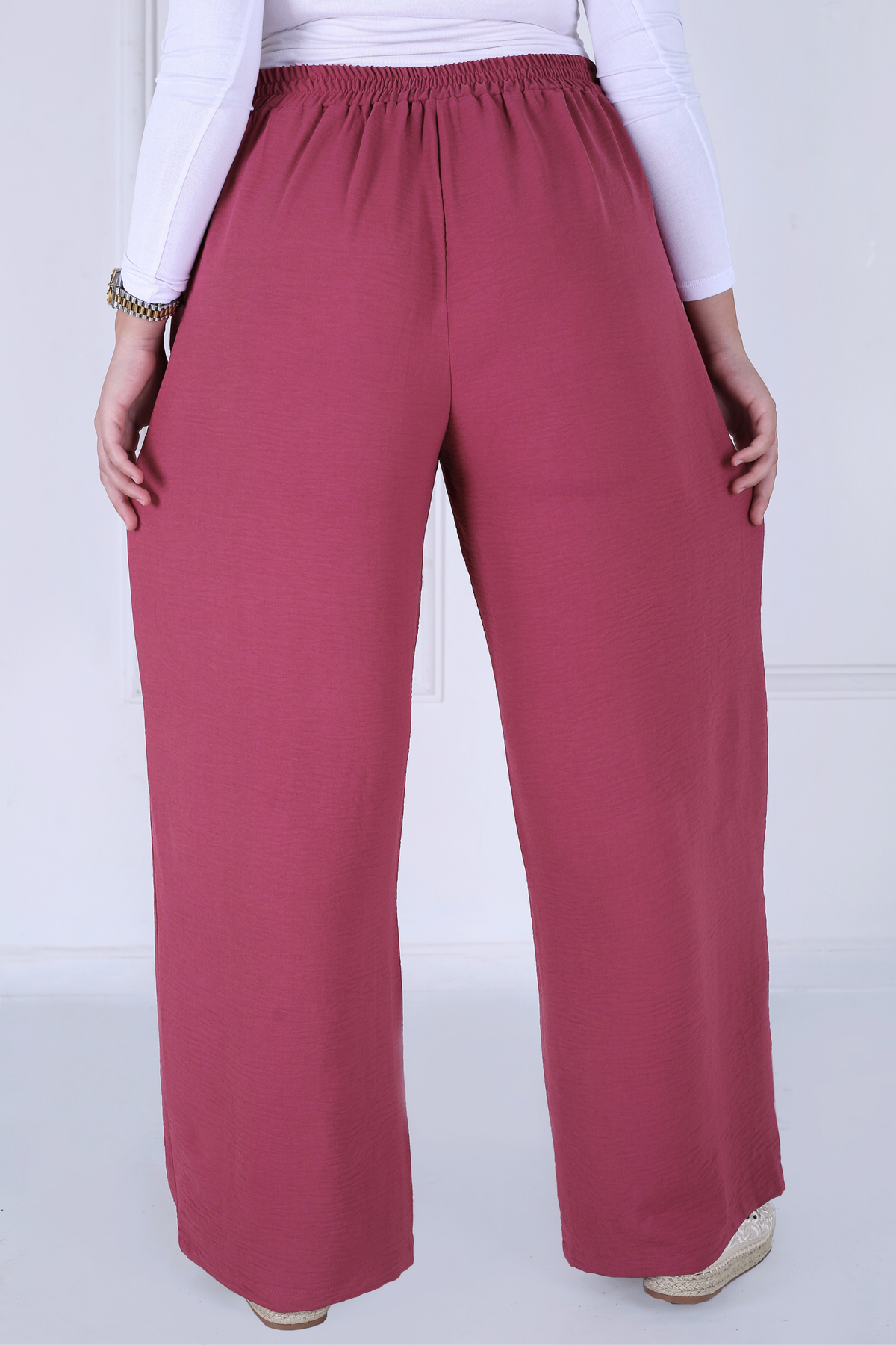 Pantalon Femme - Casual Large à Ceinture - Crêpe Crush