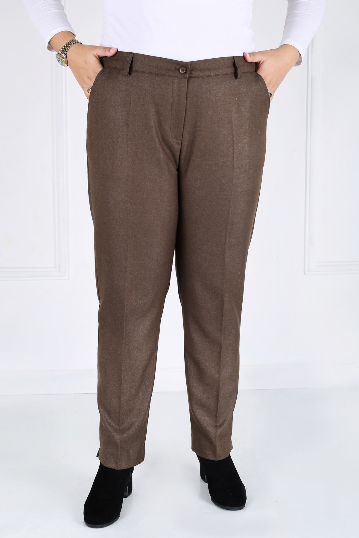 Pantalon Femme - Classique à Fentes - Flanelle Drapée