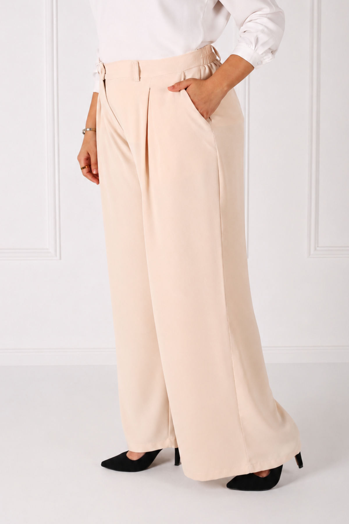 Pantalon Femme - Palazzo à Plis - Crêpe Corée