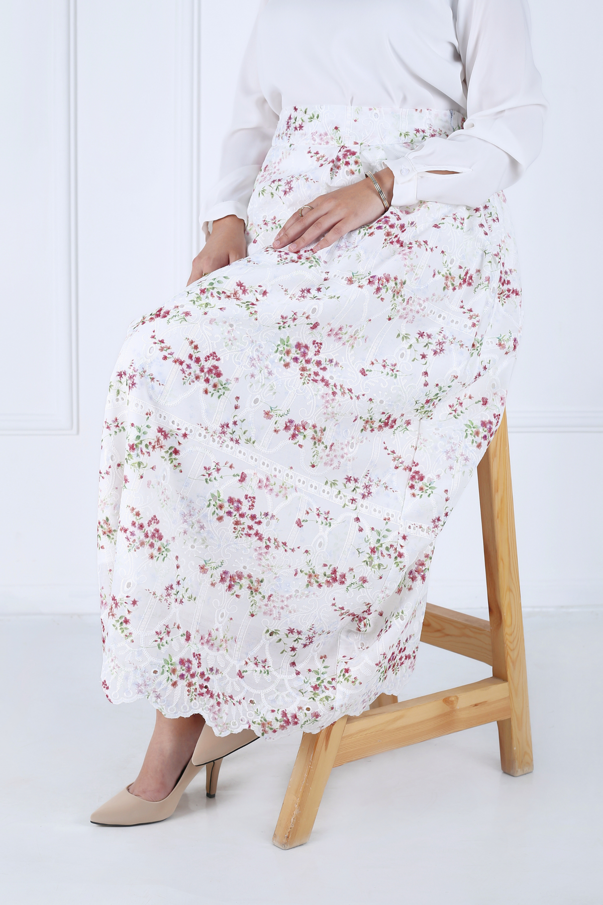 Jupe Longue Avec Doublure - Broderie Anglaise