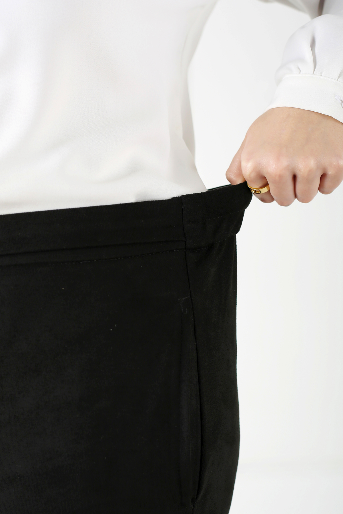 Pantalon Femme - Large à Ceinture - Simili Daim Etirable