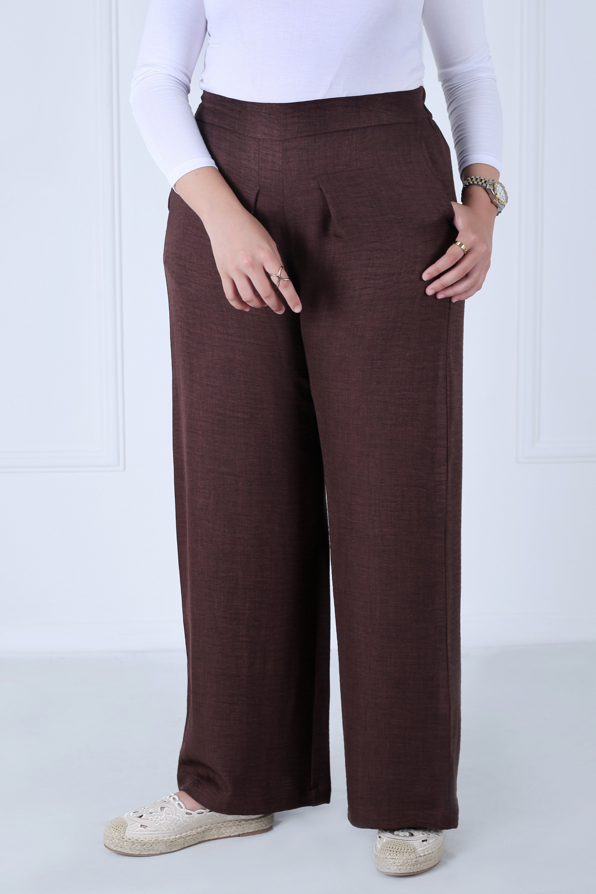Pantalon Femme - Casual Large - Effet Lin