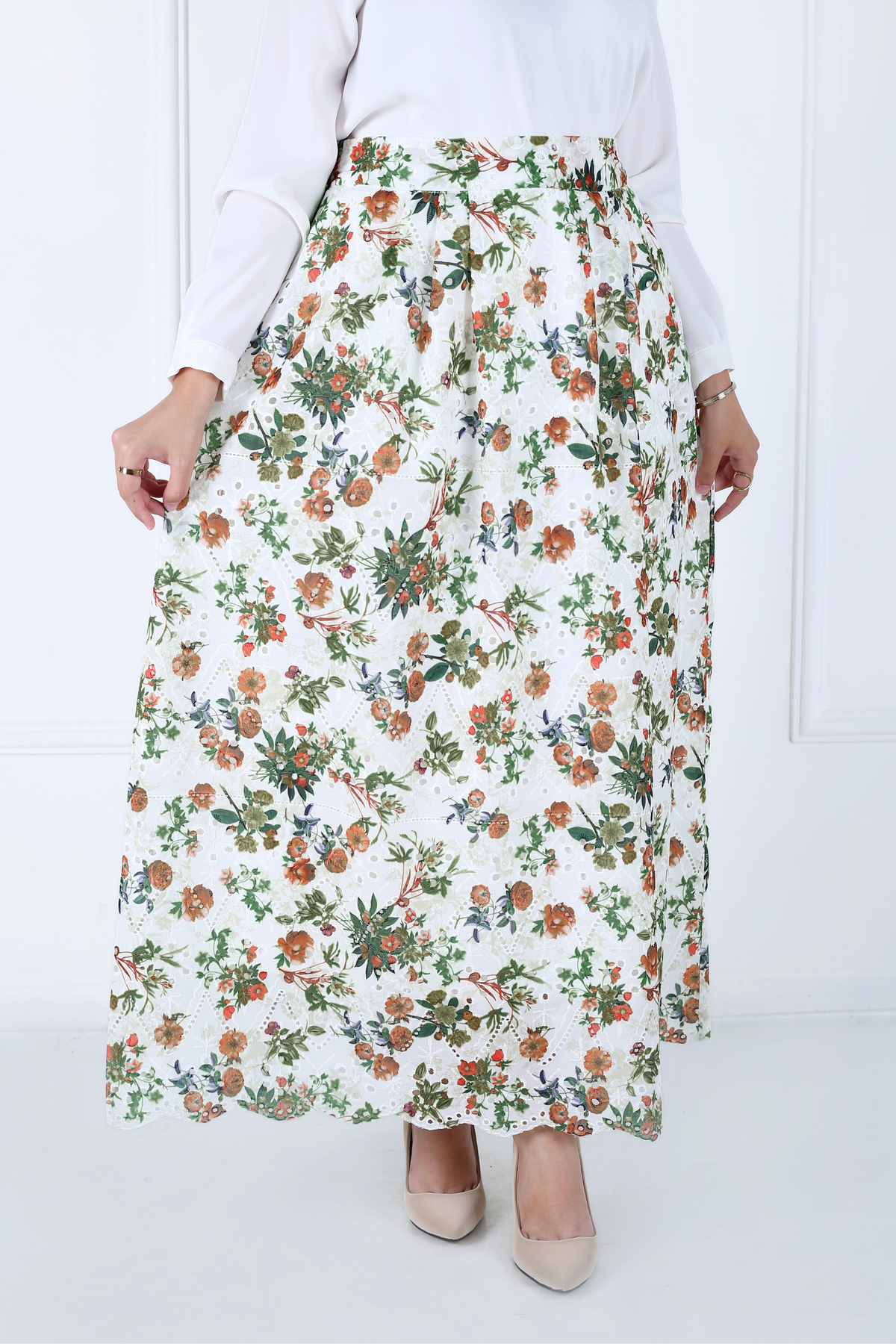 Jupe Longue Avec Doublure - Broderie Anglaise