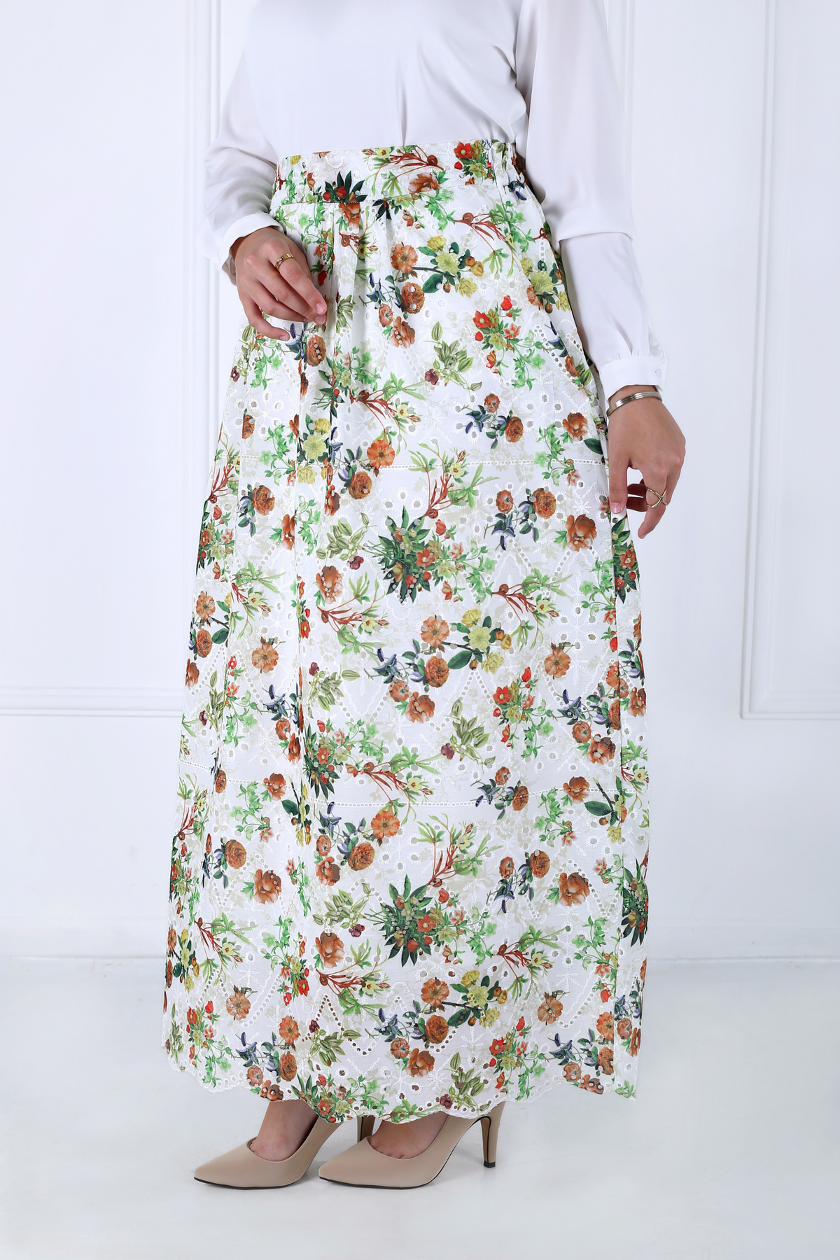 Jupe Longue Avec Doublure - Broderie Anglaise