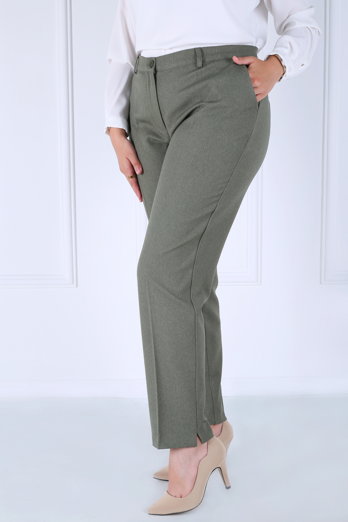 Pantalon Femme - Classique à Fentes - Flanelle
