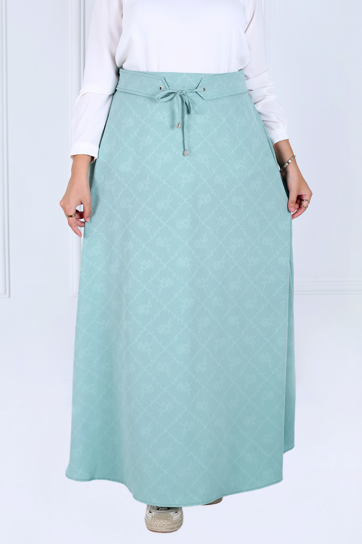 Jupe Evasée à Ceinture - Jacquard