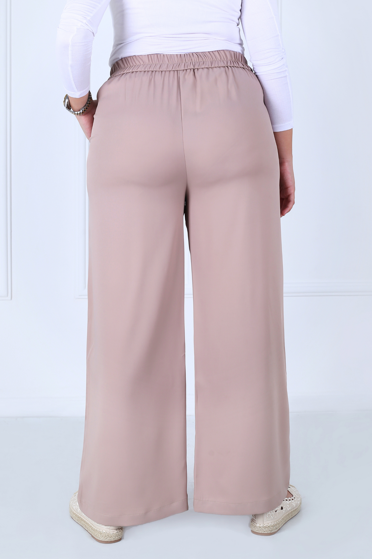 Pantalon Femme - Large Taille Haute - Crêpe Prada
