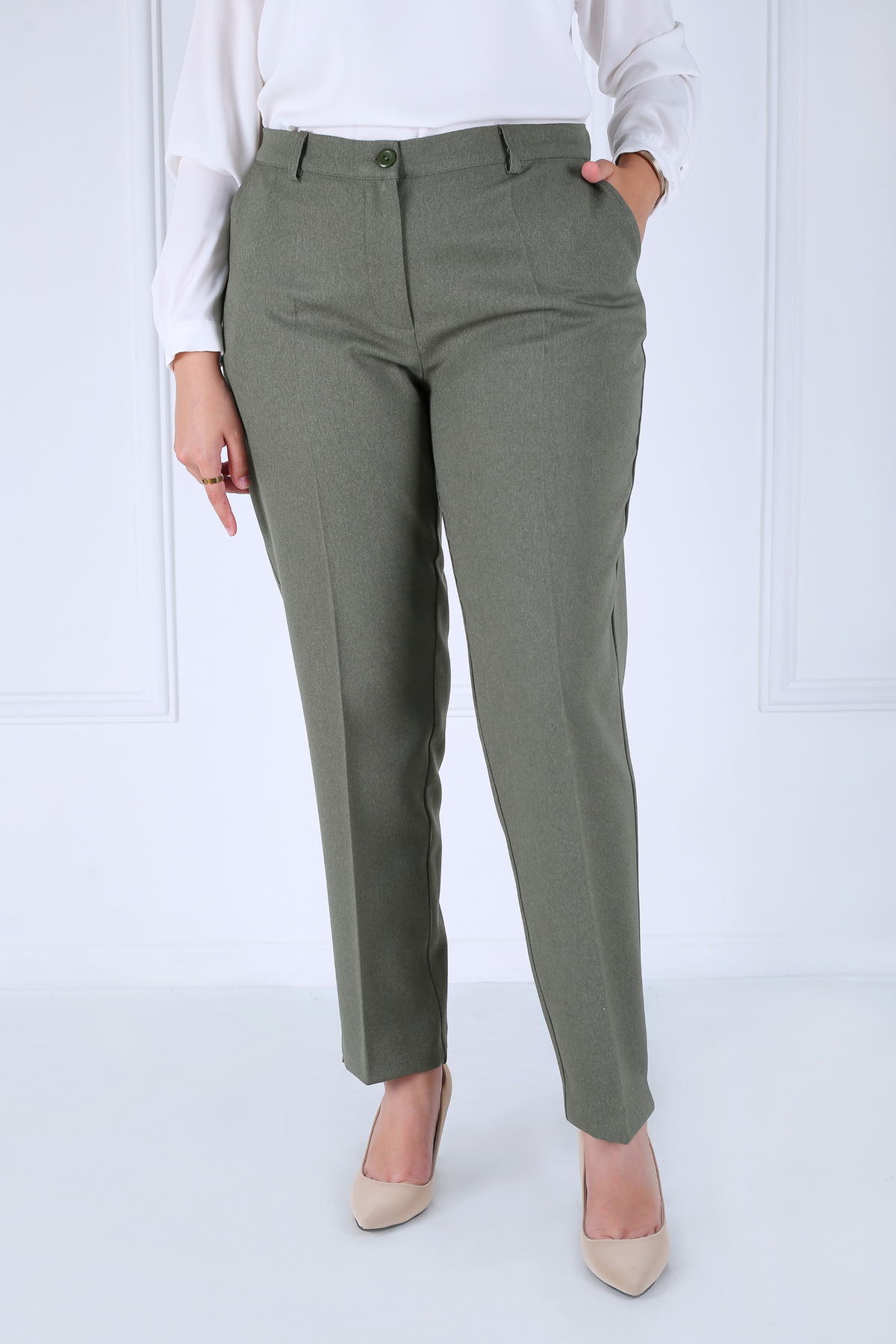Pantalon Femme - Classique à Fentes - Flanelle