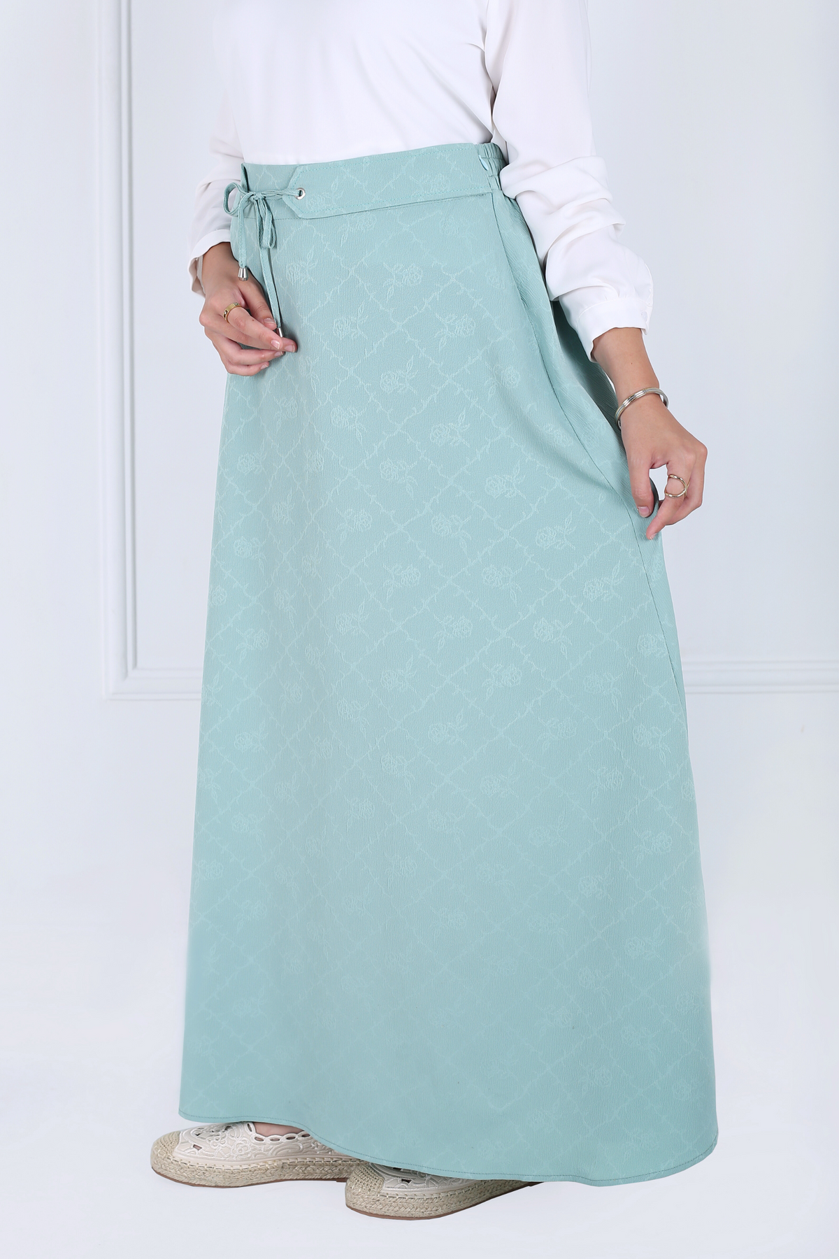 Jupe Evasée à Ceinture - Jacquard