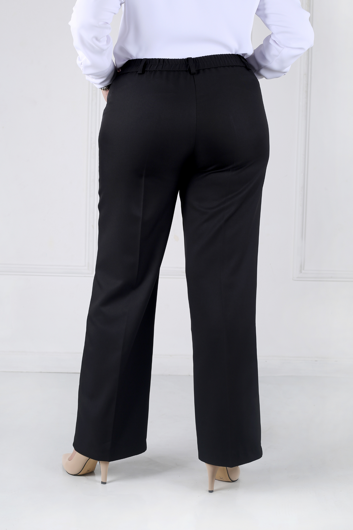 Pantalon Femme - Classique Large Brodé - Gabardine Tailleur