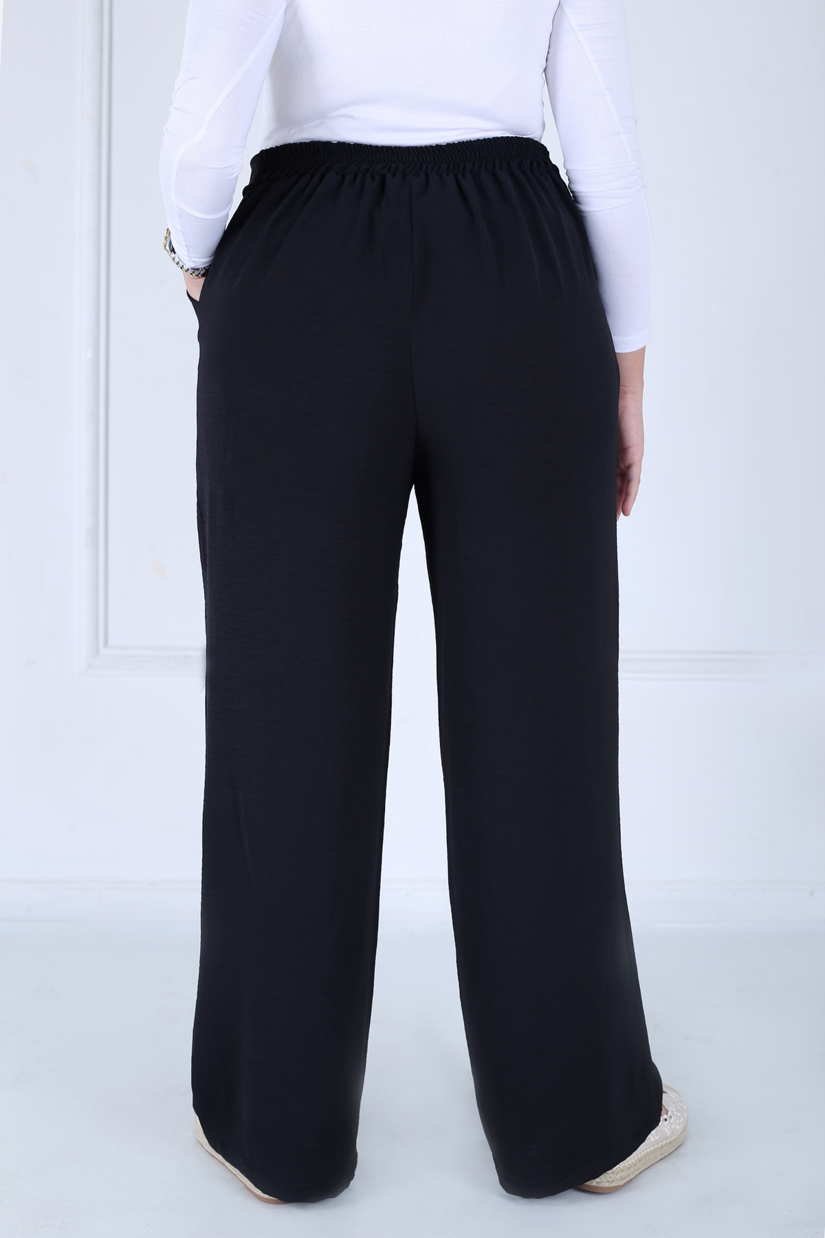 Pantalon Femme - Casual Large à Ceinture - Crêpe Crush