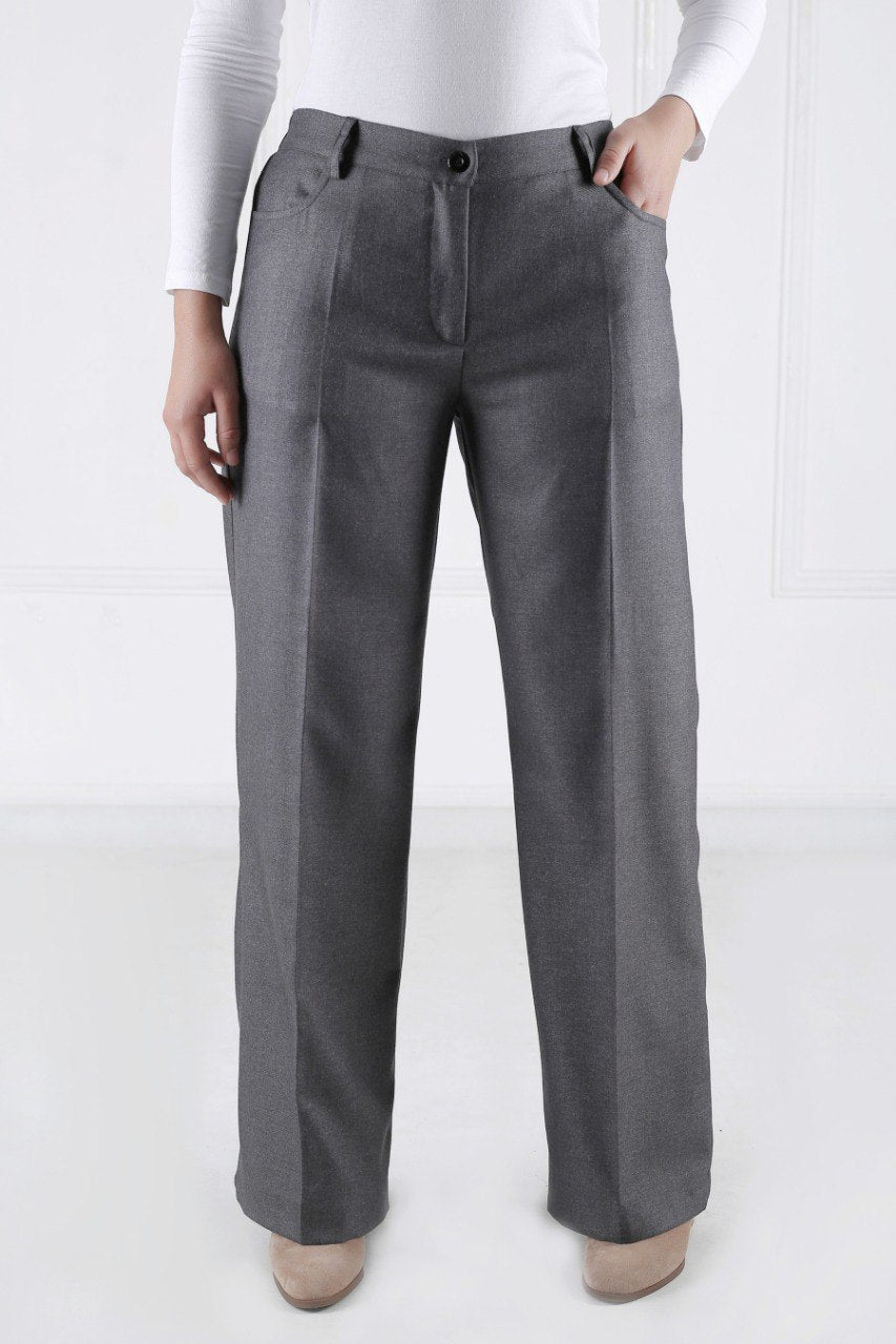 Pantalon Femme - Classique Large - Flanelle Drapée