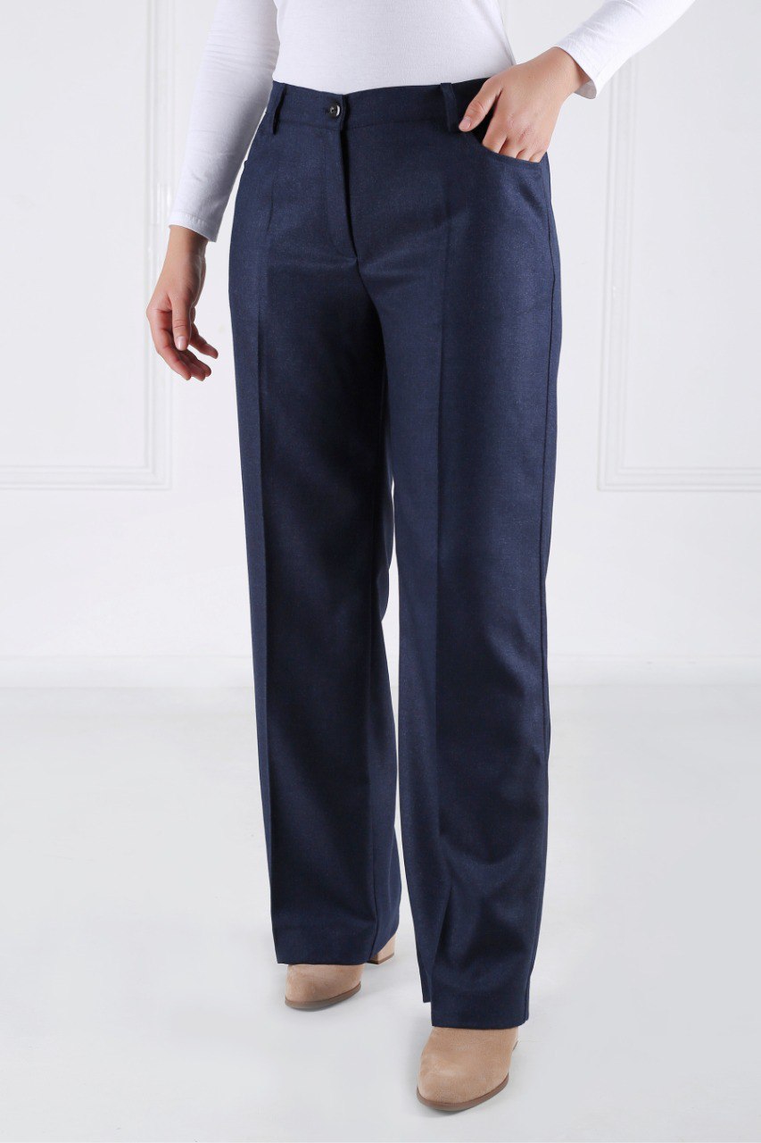 Pantalon Femme - Classique Large - Flanelle Drapée
