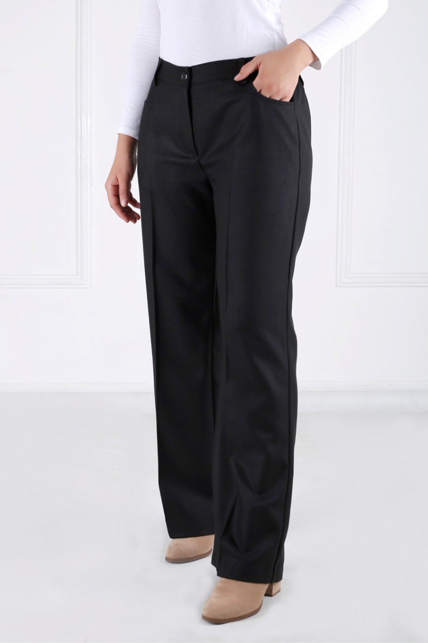 Pantalon Femme - Classique Large - Flanelle Drapée