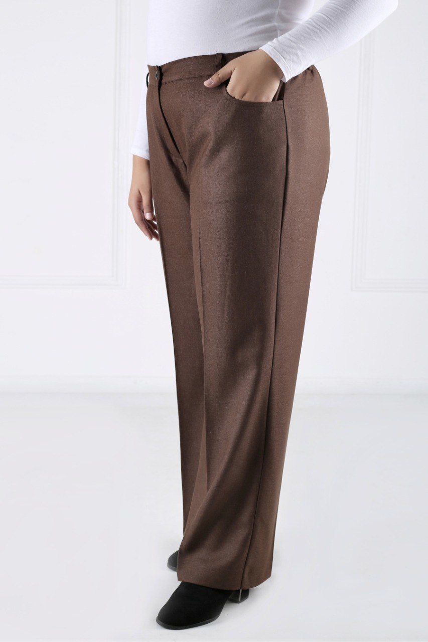 Pantalon Femme - Classique Large - Flanelle Drapée