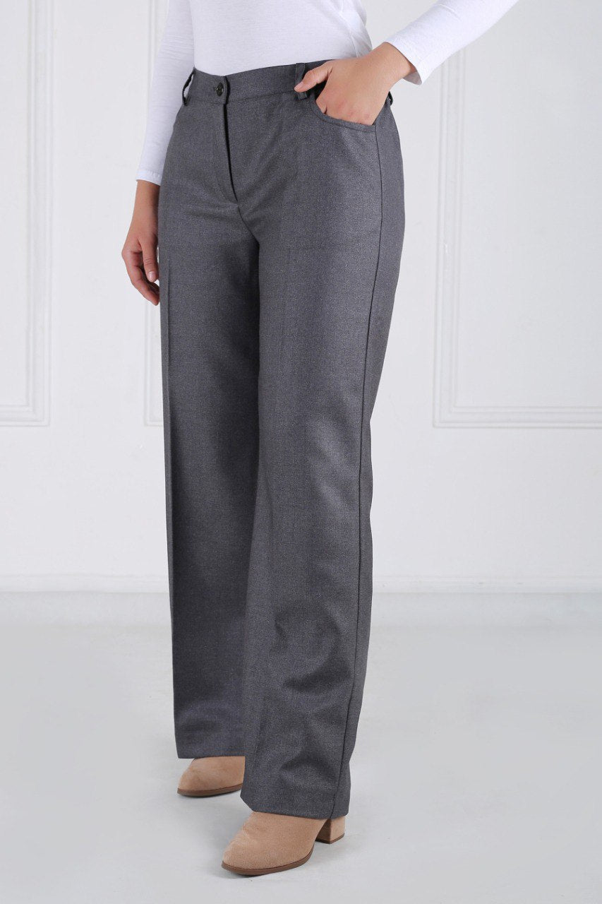 Pantalon Femme - Classique Large - Flanelle Drapée