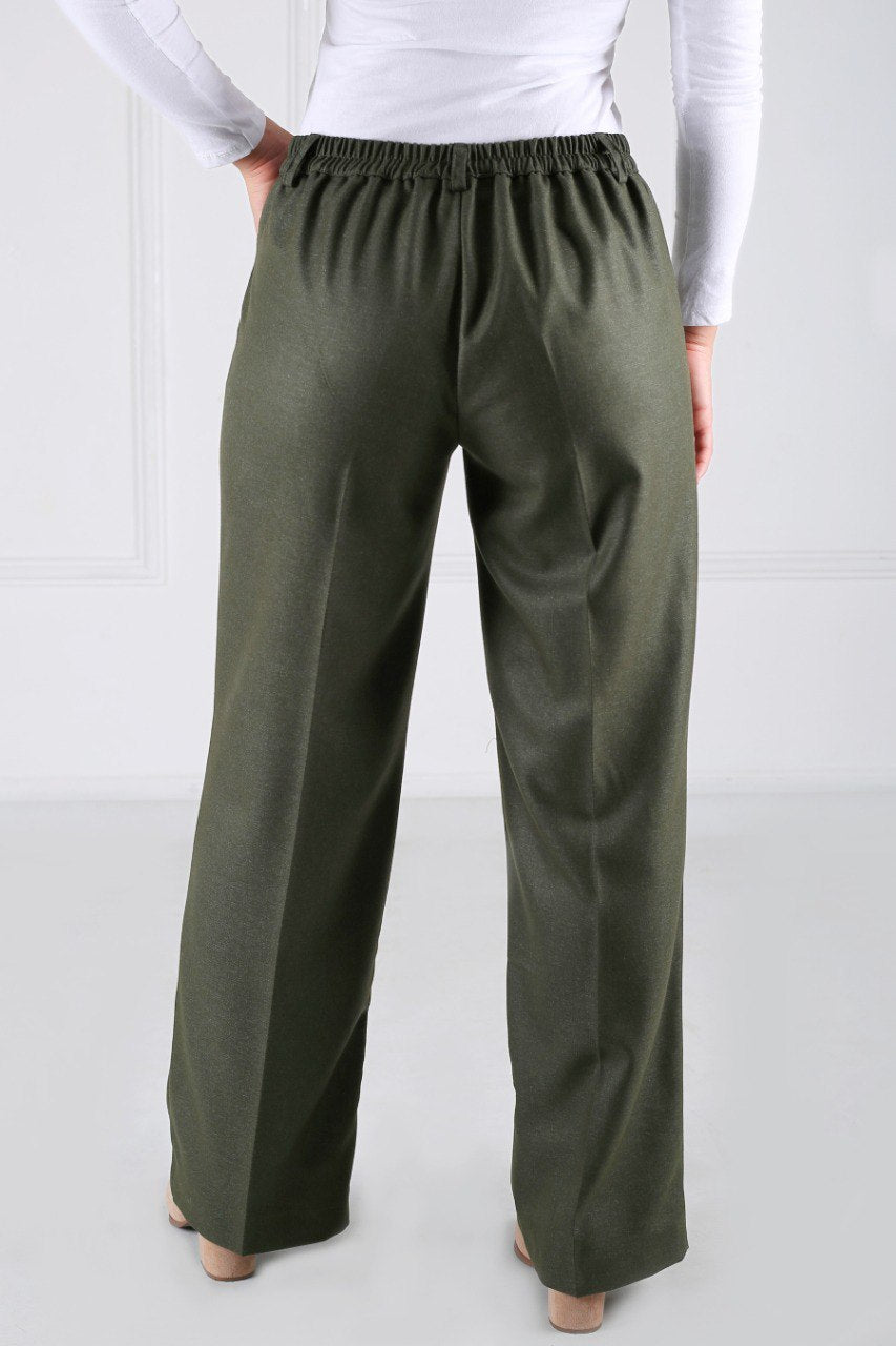 Pantalon Femme - Classique Large - Flanelle Drapée