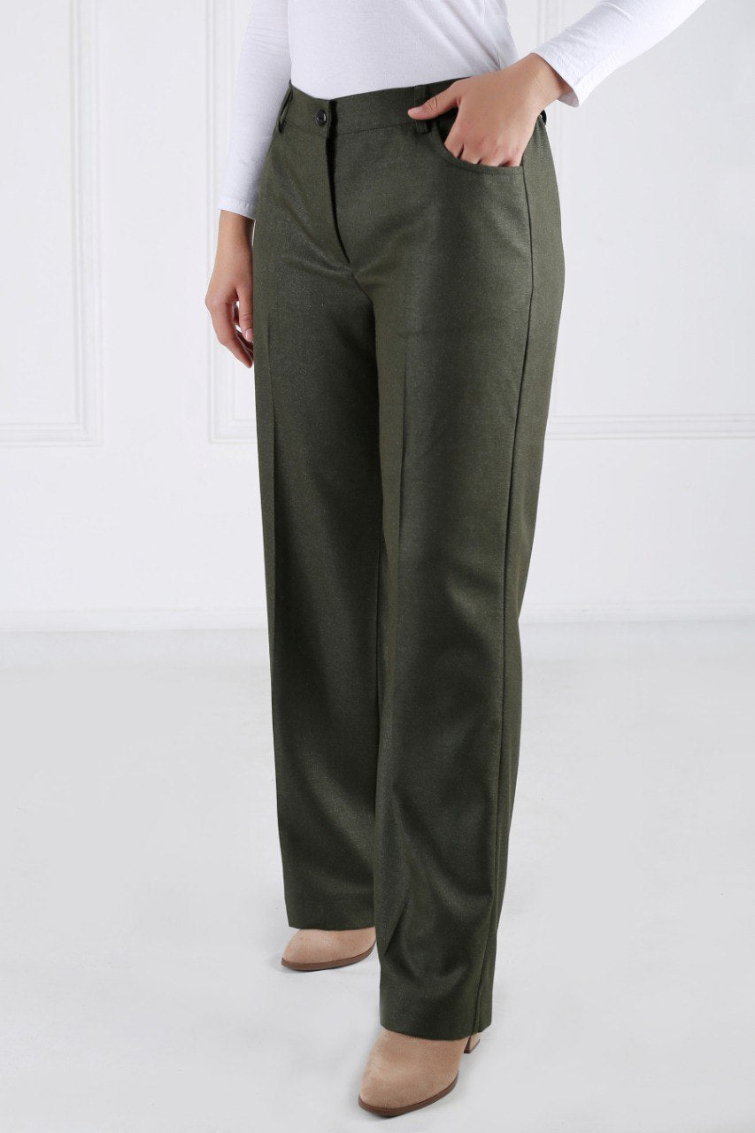 Pantalon Femme - Classique Large - Flanelle Drapée