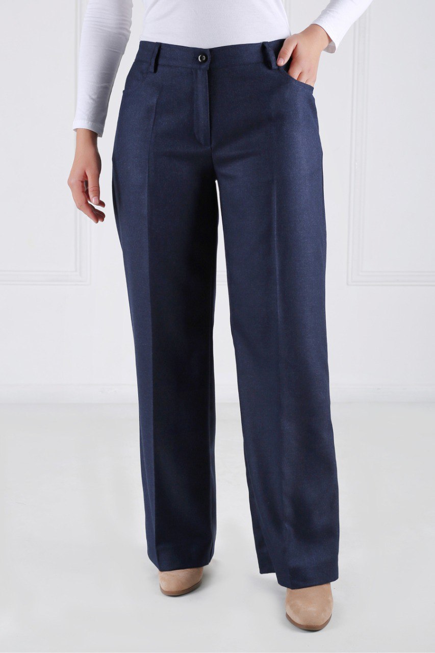 Pantalon Femme - Classique Large - Flanelle Drapée